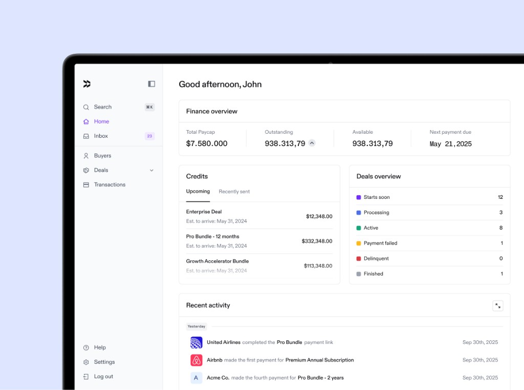 Capchase finance dashboard
