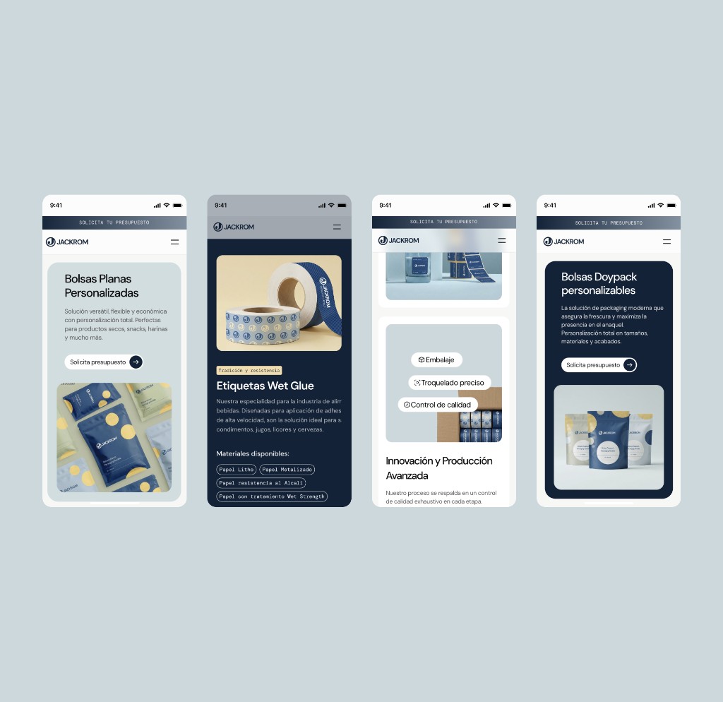 Jackrom packaging mobile web