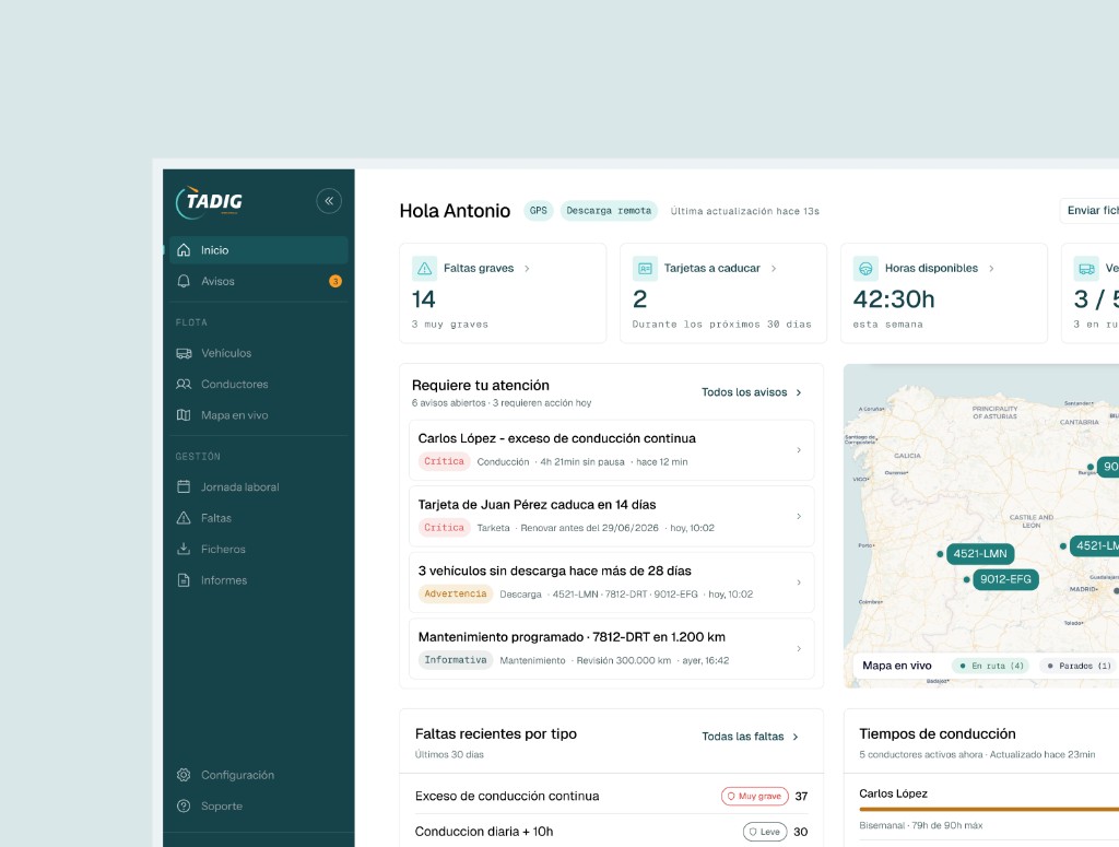TADIG fleet management dashboard
